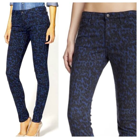 Joe's Women's The Milla Leopard Print Skinny Jean Midnight Green Size 32 - Picture 1 of 11